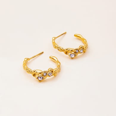1 paire de boucles d&#39;oreilles créoles luxueuses en acier inoxydable de forme irrégulière, couleur or, pour femme h5 Image5