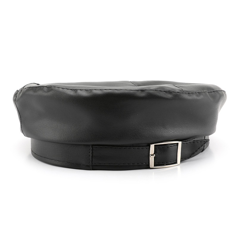 1 Piece Retro Elegant Solid Color PU Beret Picture3