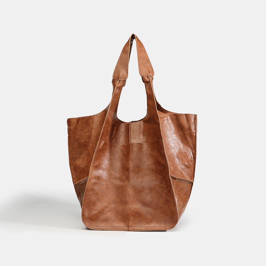 Bolso de mano minimalista retro de PU de color sólido para mujer, 1 pieza 
