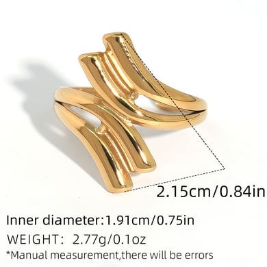 Anillos llamativos de acero inoxidable dorados con forma irregular informal de 1 pieza h5 Imagen2