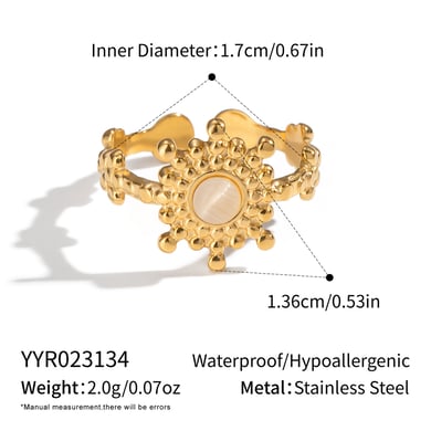 1 Piece Elegant Flower Stainless Steel Natural Stone Women's Gemstone Rings h5 