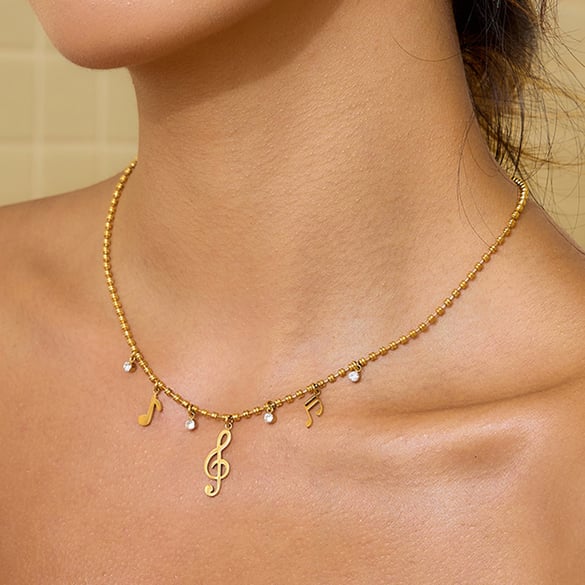 Designable Note Stainless Steel Gold Color Women's Jewelry Sets 2