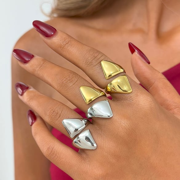 1 stuk Dagelijkse onregelmatige vorm roestvrijstalen statement ringen voor dames 2