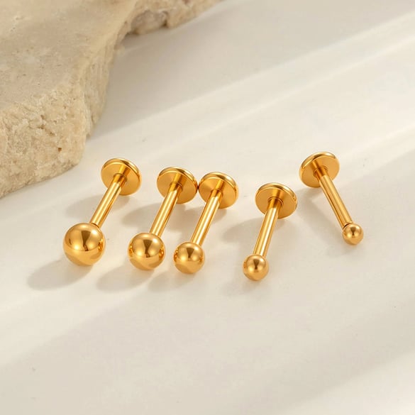 1 Adet Paslanmaz Çelik Altın Rengi Piercing Küpe