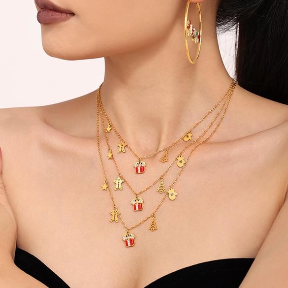 Collier pendentif en acier inoxydable et zircon pour femme, cadeau de Noël, 1 pièce 2