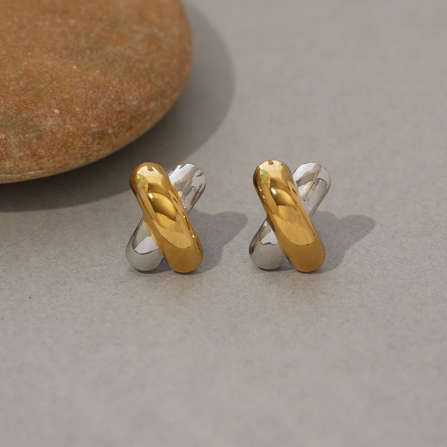1 Piece Simple Series Daily Patchwork Stainless Steel Gold Color  Women's Stud Earrings Picture6