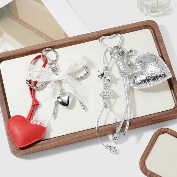1 Piece Leather Heart Bag Charm 2