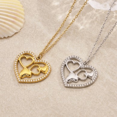 1 Piece Elegant Heart Stainless Steel Gold Color Women's Pendant Necklaces h5 Picture4