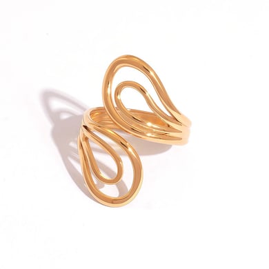 1 Piece Simple Series Retro Circle Stainless Steel  Gold Color  Statement Rings h5 