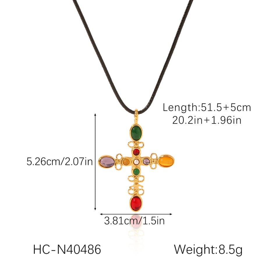 1 Piece Daily Cross Stainless Steel Gold Color Women's Pendant Necklaces h5Picture2