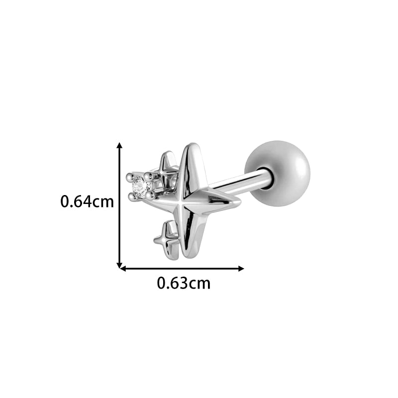 1 Piece Heart Butterfly Copper Gold Color Zircon Piercing Earring h5Picture2
