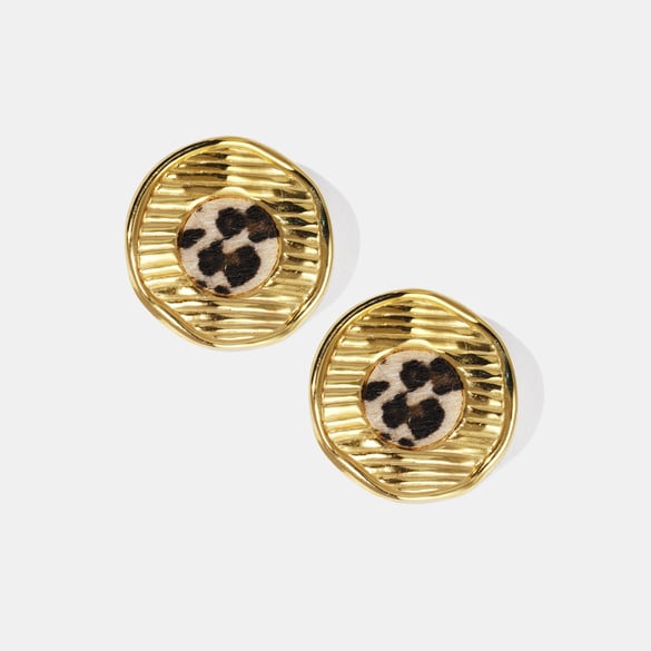 1 Pair Classic Retro Leopard Print Thread Stainless Steel  Gold Color Women's Stud Earrings 2