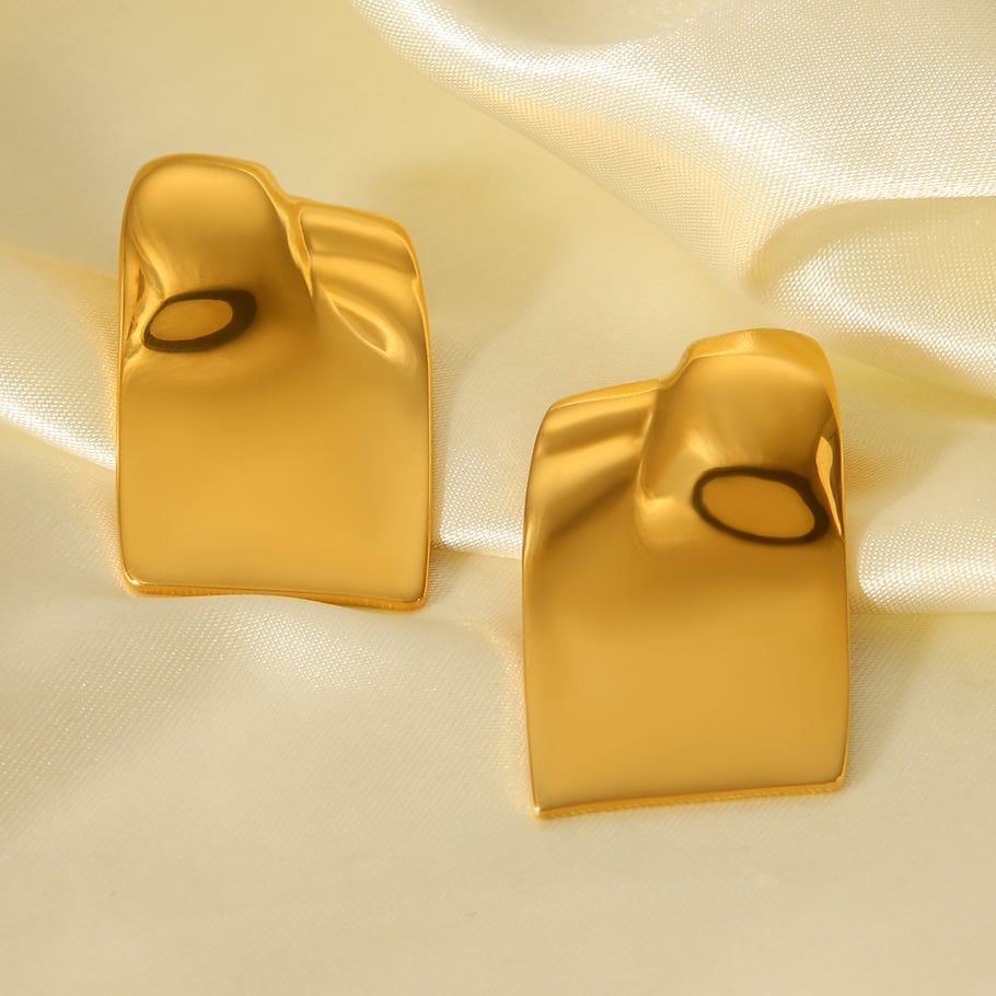1 Pair Daily Rectangle Stainless Steel  Gold Color  Women's Stud Earrings Picture8