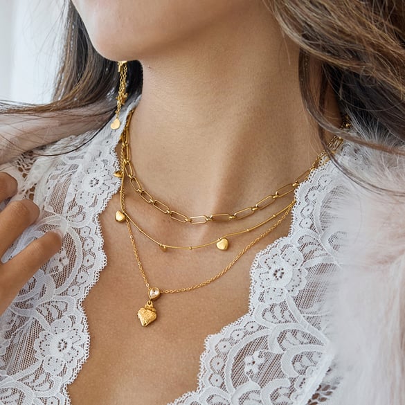 1 Stück süße Tropfen Erdbeere Edelstahl Gold Farbe Damen Anhänger Halsketten