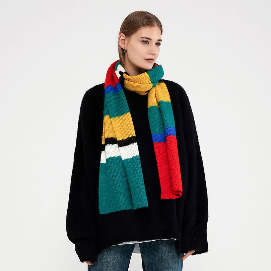 1 Piece Classic Mixed Color Synthetic Fiber Women's Winter Scarves 