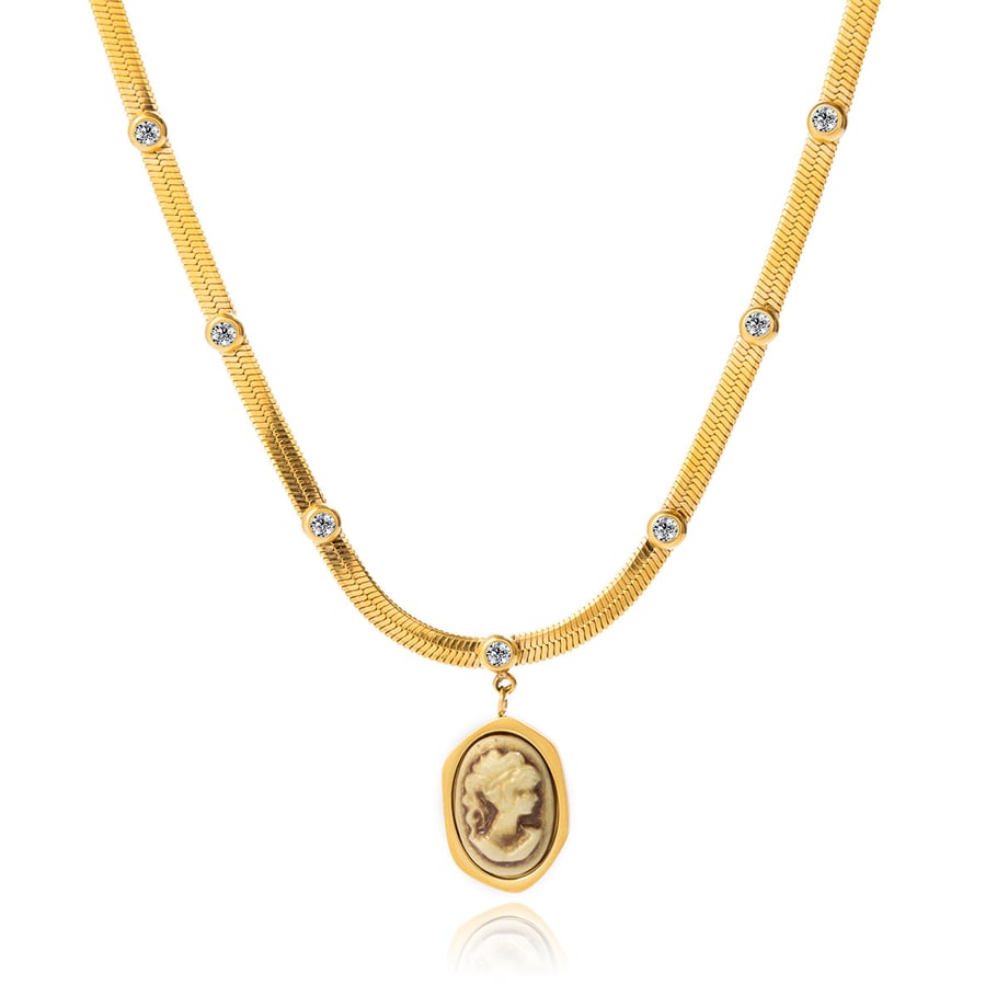 1 Piece Vintage Figure Stainless Steel Gold Color Women's Pendant Necklaces Picture7
