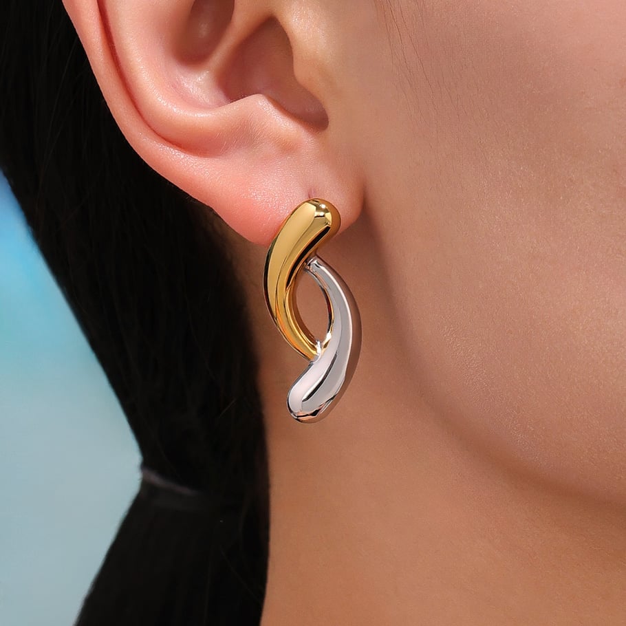 1 Pair Irregular Shape Stainless Steel Gold Color Women's Stud Earrings Picture4