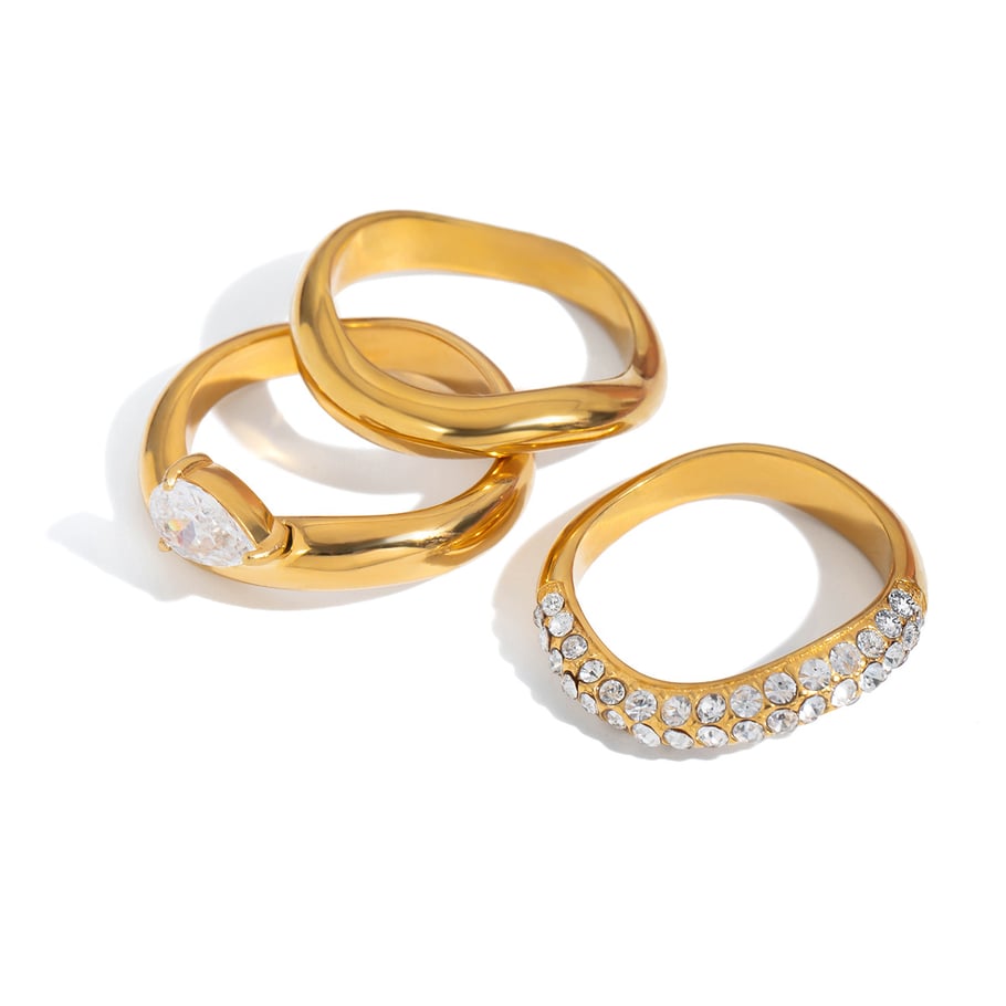 1 Stück klassische, unregelmäßig geformte, minimalistische Ringe aus Edelstahl in Goldfarbe Bild8