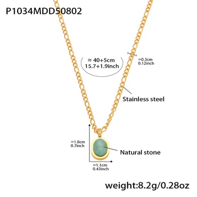 Elegant Oval Calaite Stainless Steel Women's Pendant Necklaces h5 