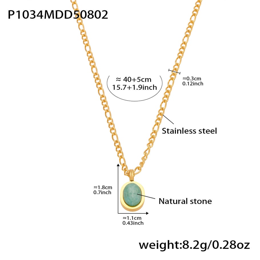 Elegant Oval Calaite Stainless Steel Women's Pendant Necklaces 