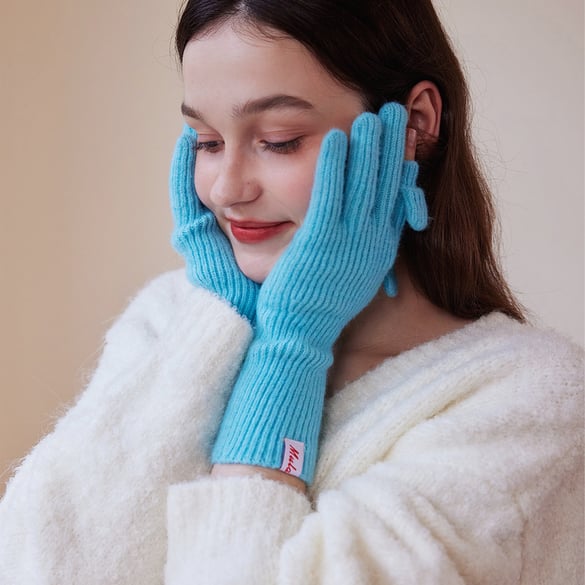 1 par de guantes portátiles de poliéster de color sólido para mujer