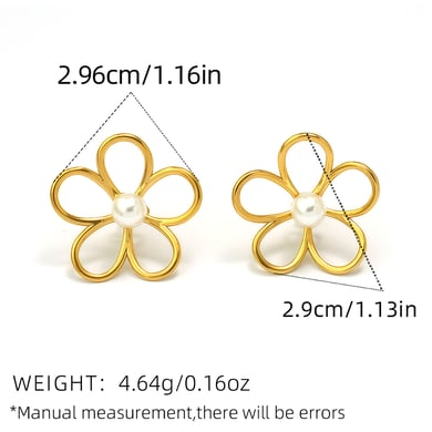 1 Pair Simple Series Natural Flower Stainless Steel  Women's Stud Earring h5 Picture2