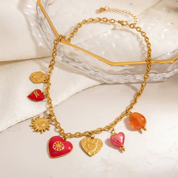 1 Piece Sweet  Heart Stainless Steel  Gold Color  Women's Pendant Necklaces 2