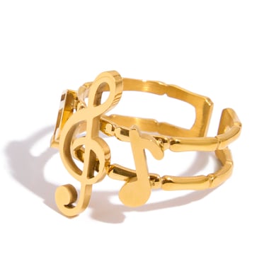 Bague élégante en acier inoxydable couleur or, série Exquisite, 1 pièce h5 