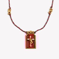 Hand-woven colored rope dripping oil cross tarot card - gold and red Picture3