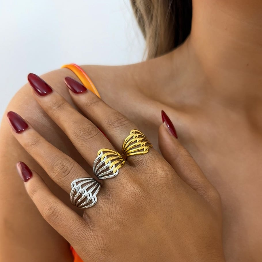 1 Piece Simple Irregular Shape Stainless Steel Women's Statement Rings h5Picture5