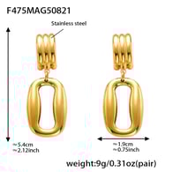 F475-Goldene rechteckige hohle Ohrringe Bild3