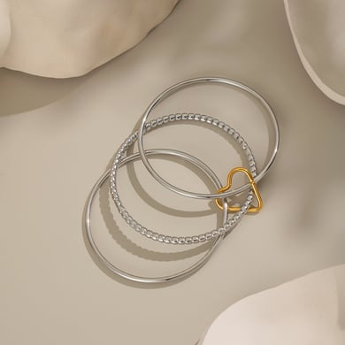 1 Piece Stainless Steel Mixed Color Heart Buckle Bangle h5 Picture3