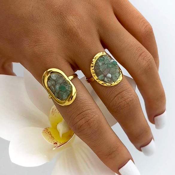 1 Piece  Retro Irregular Shape Stainless Steel  Gold Color  Statement Rings 2