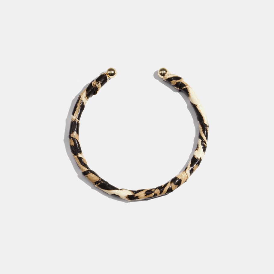 1 Piece Retro Leopard leather Alloy Cuff Bracelet 