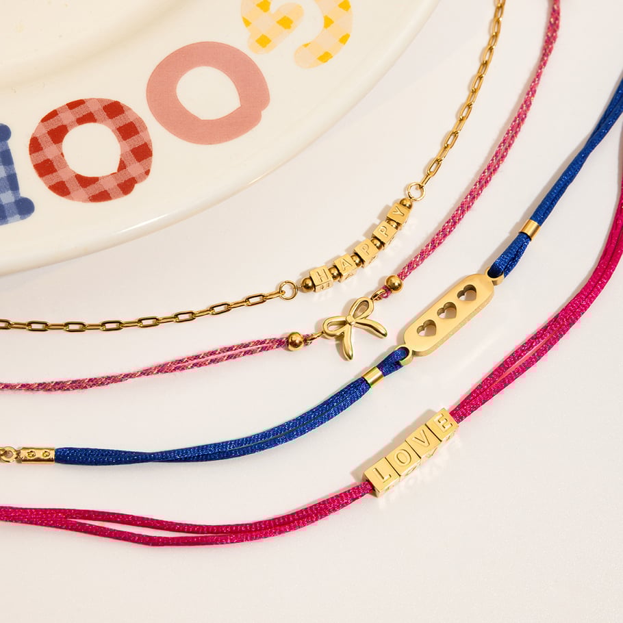 1 Piece Romantic Series Letter Stainless Steel Gold Color Women's Charm Bracelets Picture7