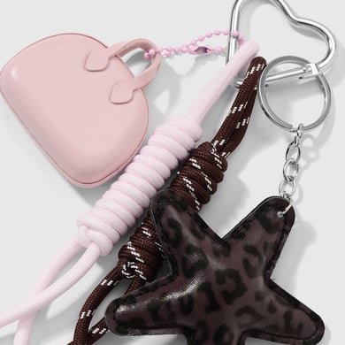 1 PiecLeather Flower Leopard Print Star Bag Charm h5 Picture5