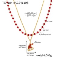 TXP184 - Collana con cappello di Natale a doppio strato in oro 