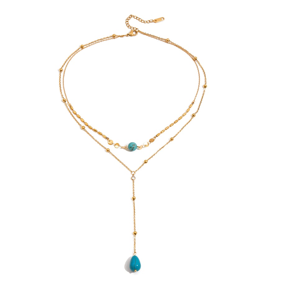 1 Piece Classic Calaite Droplet Stainless Steel Gold Color Women's Layered Necklaces 
