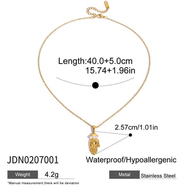 1 pezzo di collana con ciondolo da donna in acciaio inossidabile color oro con motivo a palma semplice h5 Immagine2