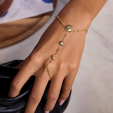 1 Piece Classic Sun&Moon Stainless Steel Gold Color Women's Chain Bracelets h5 Picture4