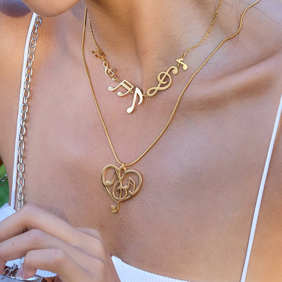1 Piece Romantic Note Stainless Steel Gold Color Women's Pendant Necklaces Picture3