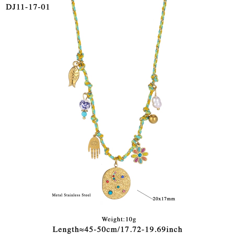 1 Piece Vivid Flower Stainless Steel Gold Color Women's Pendant Necklaces h5Picture2