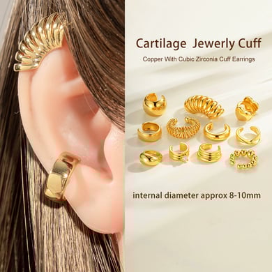 1 Piece Copper Gold Color Zircon Ear Cuffs h5 Picture4