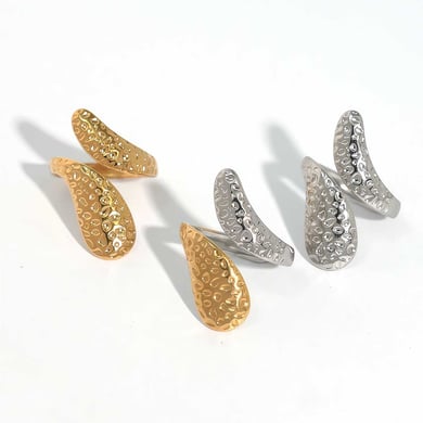 Anillos llamativos de acero inoxidable para mujer, de 1 pieza, sencillos e informales, con diseño de patchwork. h5 Imagen5