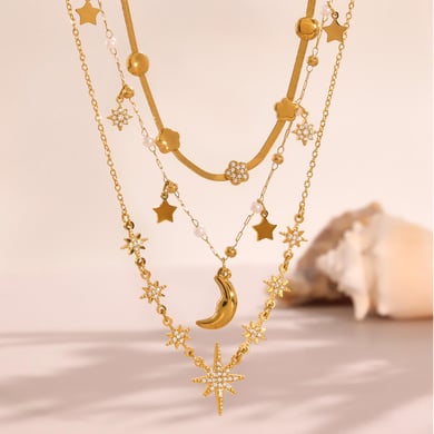 1 Piece Luxurious Star Stainless Steel Gold Color Women's Pendant Necklaces h5 Picture2