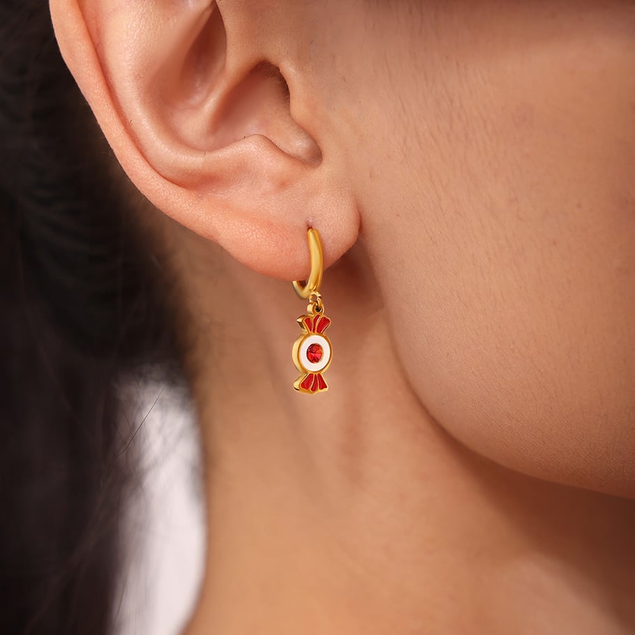 Set di gioielli da donna in acciaio inossidabile color oro con granato Christmas Element Immagine4