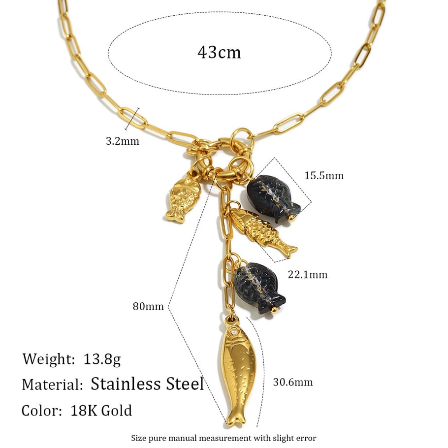 1 Piece Romantic Fish Stainless Steel Gold Color Women's Pendant Necklaces Picture2
