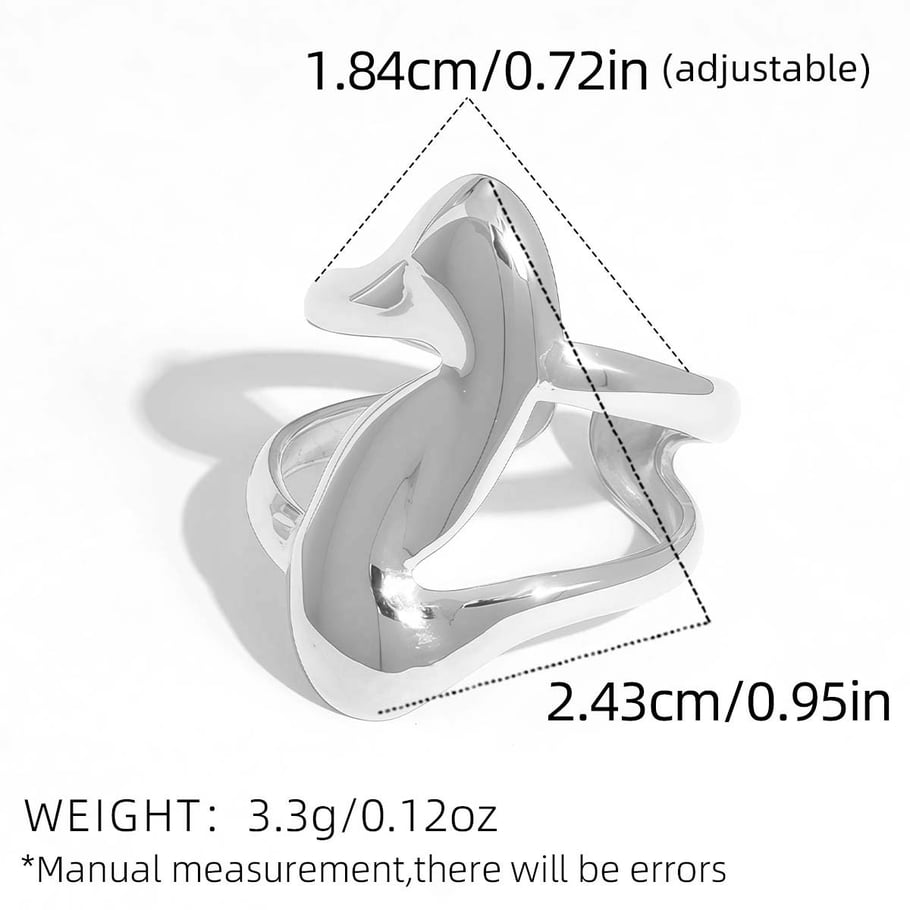 1 Stück einfache, unregelmäßig geformte Statement-Ringe aus Edelstahl in Goldfarbe Bild2