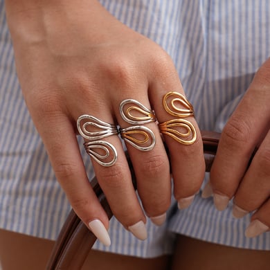 1 Piece Simple Series Retro Circle Stainless Steel  Gold Color  Statement Rings h5 Picture8