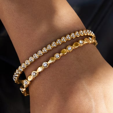 1 Piece Elegant Droplet Heart Stainless Steel Gold Color Women's Bangles h5 Picture3